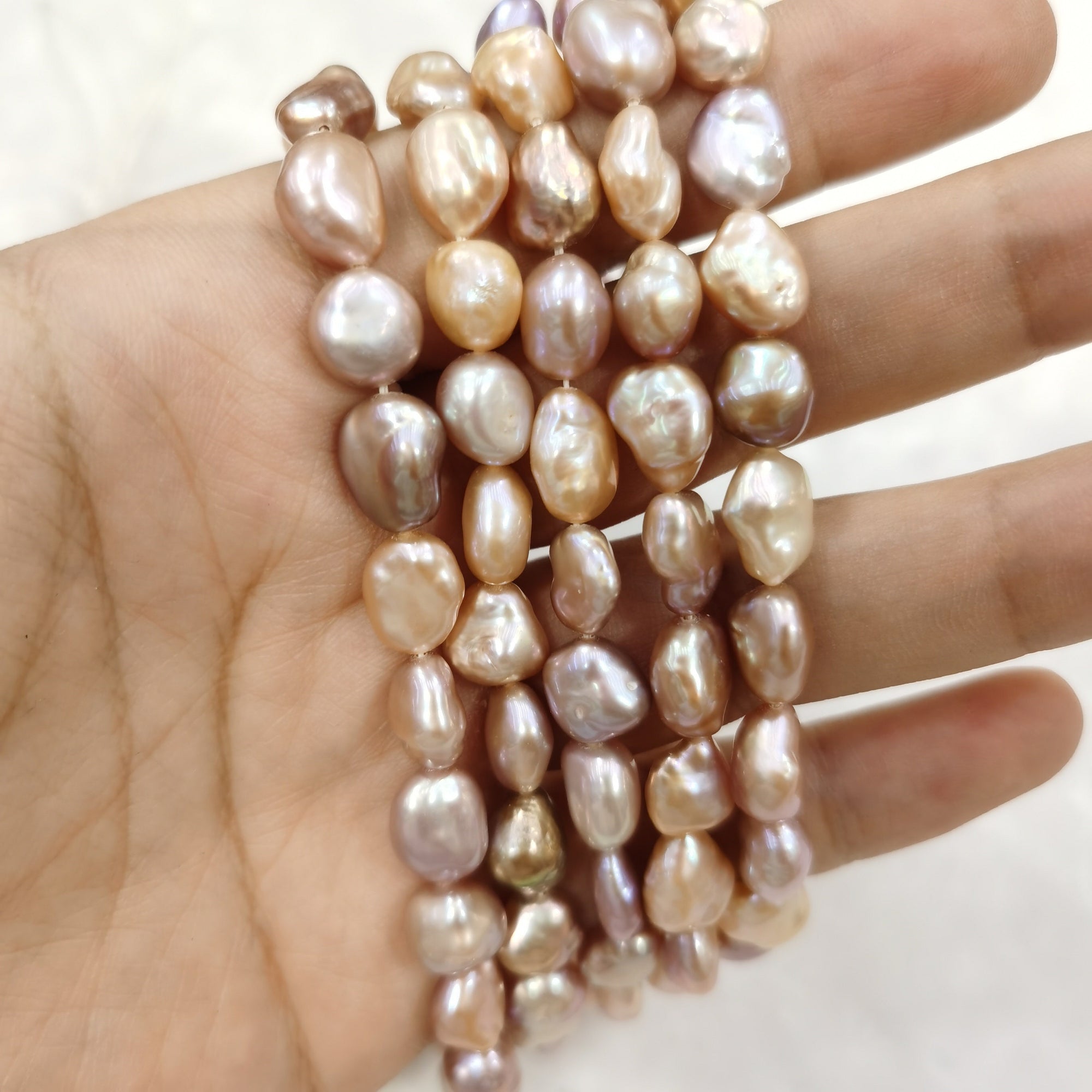 8-9mm Baroque large grain Flameball pearl, 38cm pearl strand, jewelry making, pearl beads, pearl necklace, natural pearls